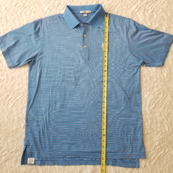 Peter Millar Blue Striped Polo Size Medium - Picture 9 of 11